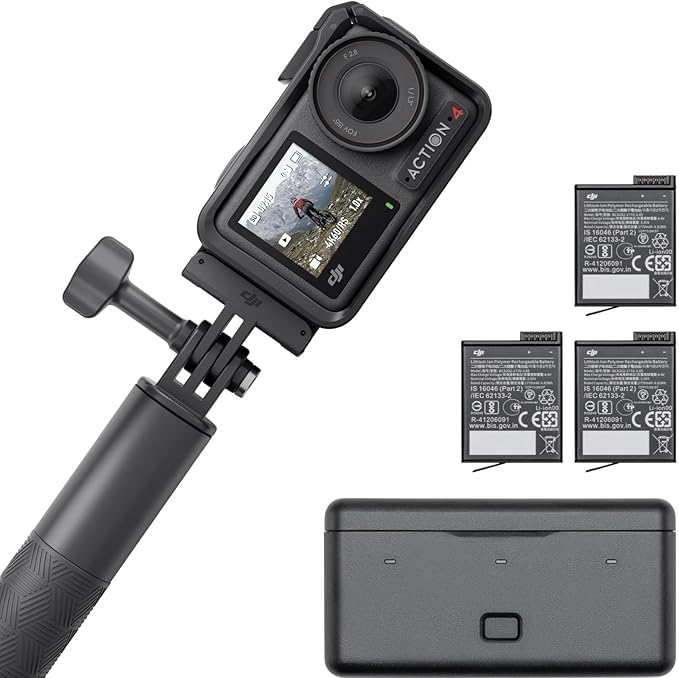 DJI Osmo Action 4 Adventure Combo – Waterproof 4K Waterproof Action Camera for Travel