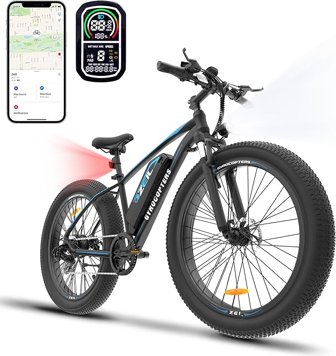 Gyrocopters Zeil Fat Tire Electric Bike – Best Electric Bikes Canada – 826W Peak Motor & GPS Anti-Theft