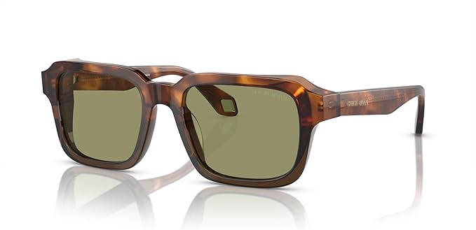 Giorgio Armani 0AR8194U Havana Red/Opaline Olive Green Full-Rim Sunglasses for Men - Best Luxury Sunglasses For Men