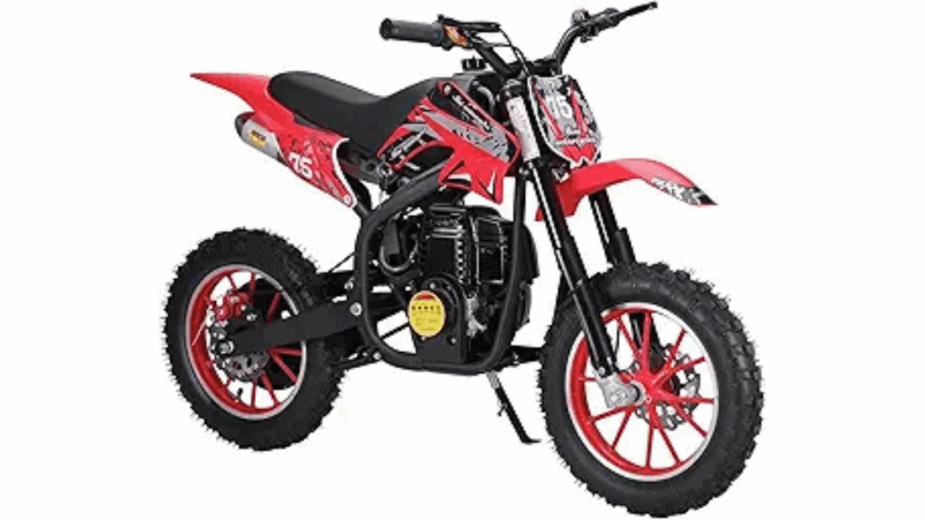 Hatleues 49cc Red 4-Stroke 50cc mini dirt bike for kids and adults - Gas Powered Off-Road Motorcycle with Dual Disc Brakes