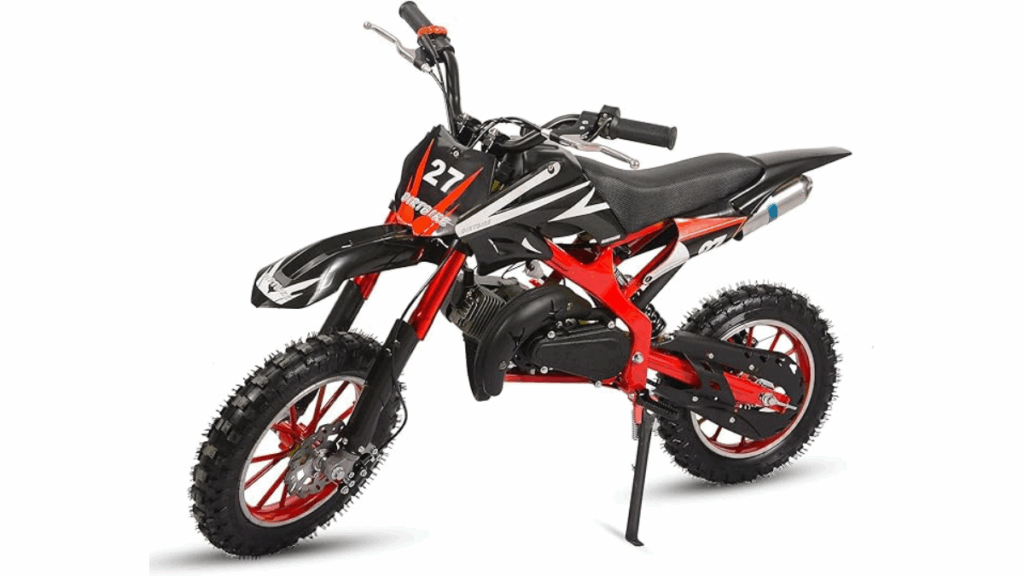 Deaathy Red 2-Stroke 50cc mini dirt bike for kids and adults - Gas Powered Off-Road Motorcycle with Hydraulic Disc Brakes
